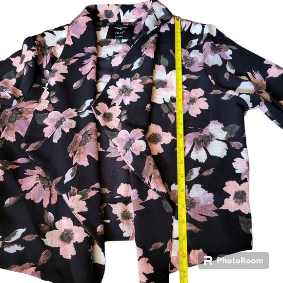 Women's Iris Los Angeles Crepe Crop Waterfall Floral Office Casual Cardi… - Picture 7 of 7